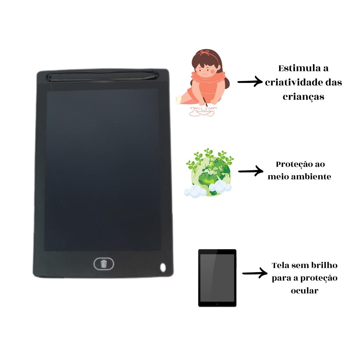 Lousa Magica Infantil Digital Tablet Lcd 8.5 Com Caneta Lousa Magica Infantil Digital Tablet Lcd 8.5 Com Caneta
